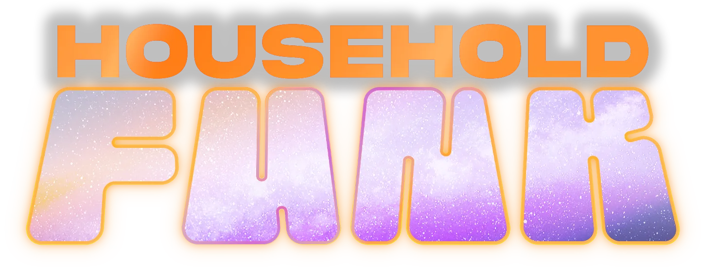 Het oranje household en het wit-paarse funk van het logo van Household Funk.